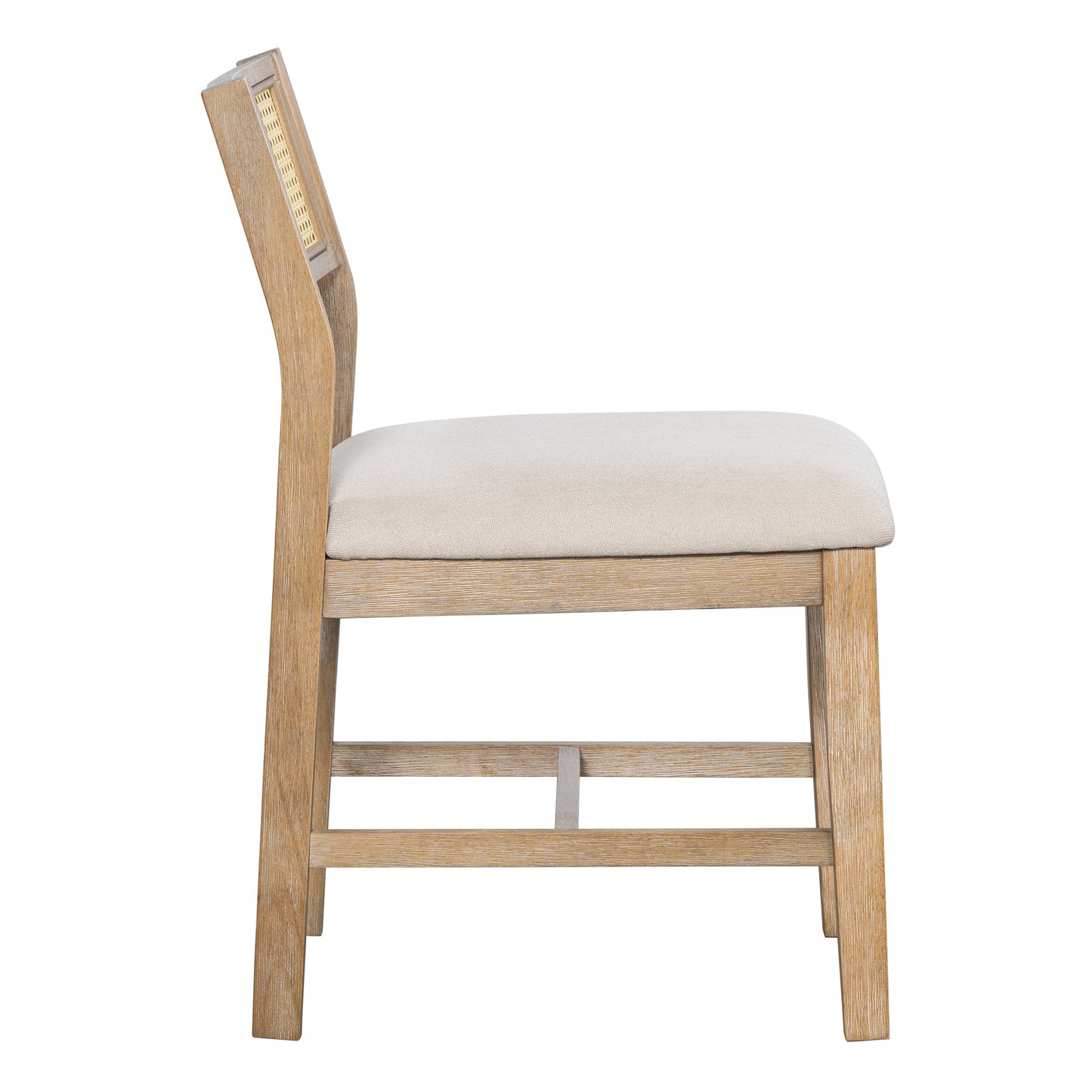 TREXM 6 - piece Retro Farmhouse Style Dining Set, Rectangular Table and 4 Upholstered Chairs with Rattan and Bench for Dining Room and Kitchen (Natural Wood Wash) - 1st Choice Furniture Direct