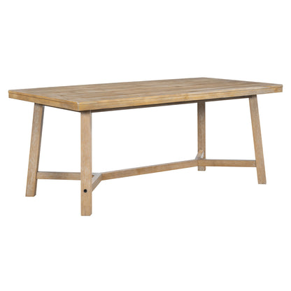 TREXM 6 - piece Retro Farmhouse Style Dining Set, Rectangular Table and 4 Upholstered Chairs with Rattan and Bench for Dining Room and Kitchen (Natural Wood Wash) - 1st Choice Furniture Direct