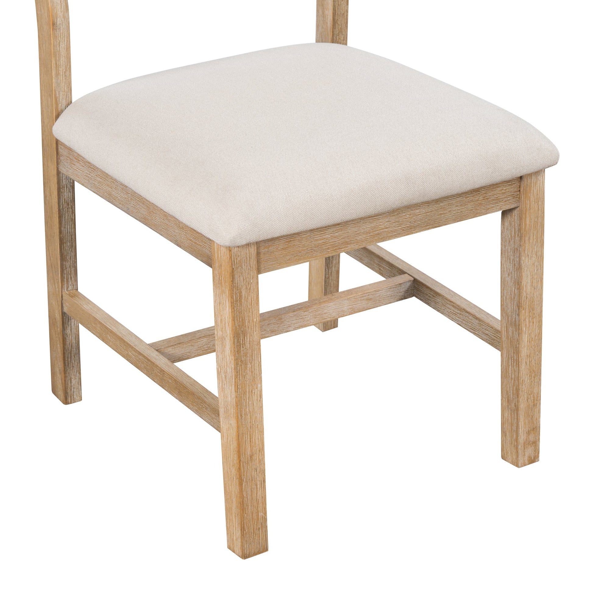 TREXM 6 - piece Retro Farmhouse Style Dining Set, Rectangular Table and 4 Upholstered Chairs with Rattan and Bench for Dining Room and Kitchen (Natural Wood Wash) - 1st Choice Furniture Direct