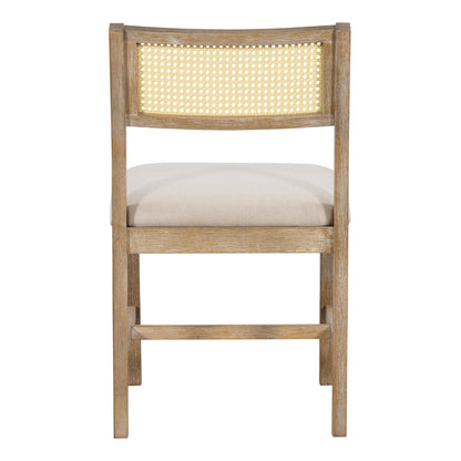 TREXM 6 - piece Retro Farmhouse Style Dining Set, Rectangular Table and 4 Upholstered Chairs with Rattan and Bench for Dining Room and Kitchen (Natural Wood Wash) - 1st Choice Furniture Direct