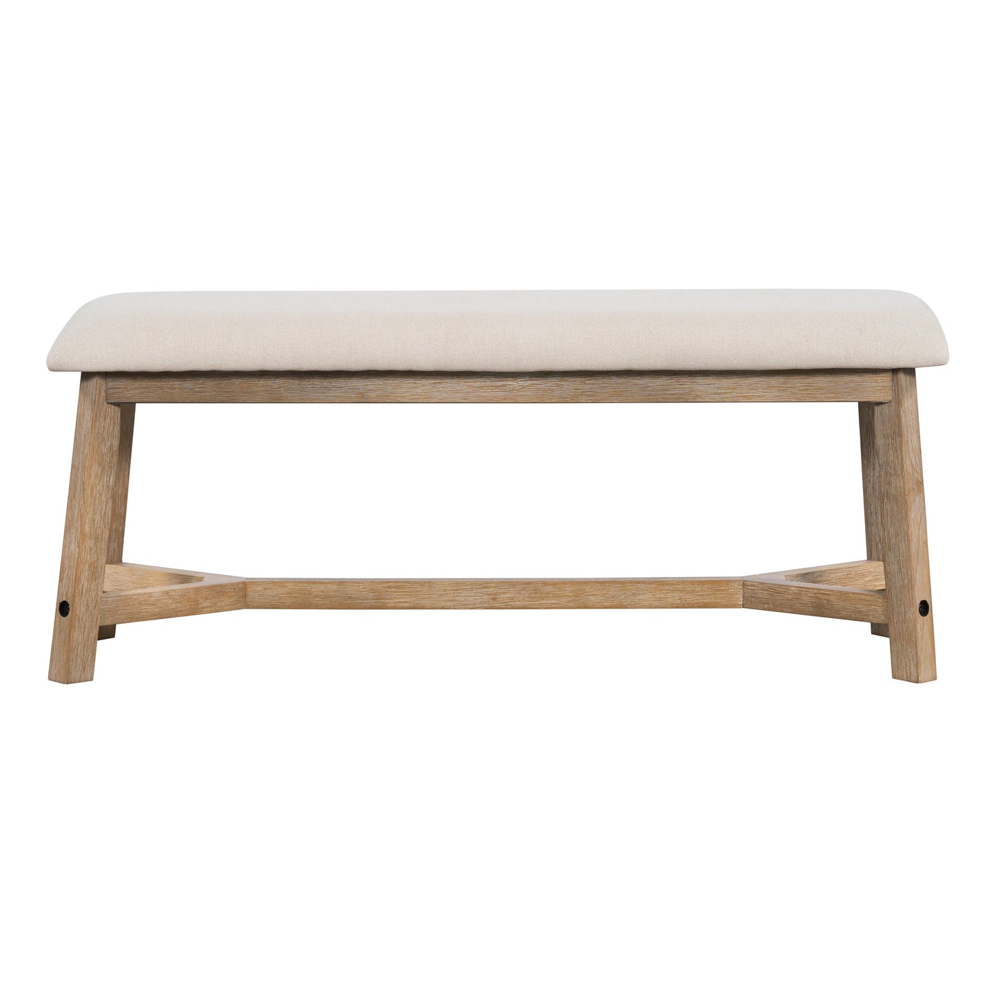 TREXM 6 - piece Retro Farmhouse Style Dining Set, Rectangular Table and 4 Upholstered Chairs with Rattan and Bench for Dining Room and Kitchen (Natural Wood Wash) - 1st Choice Furniture Direct