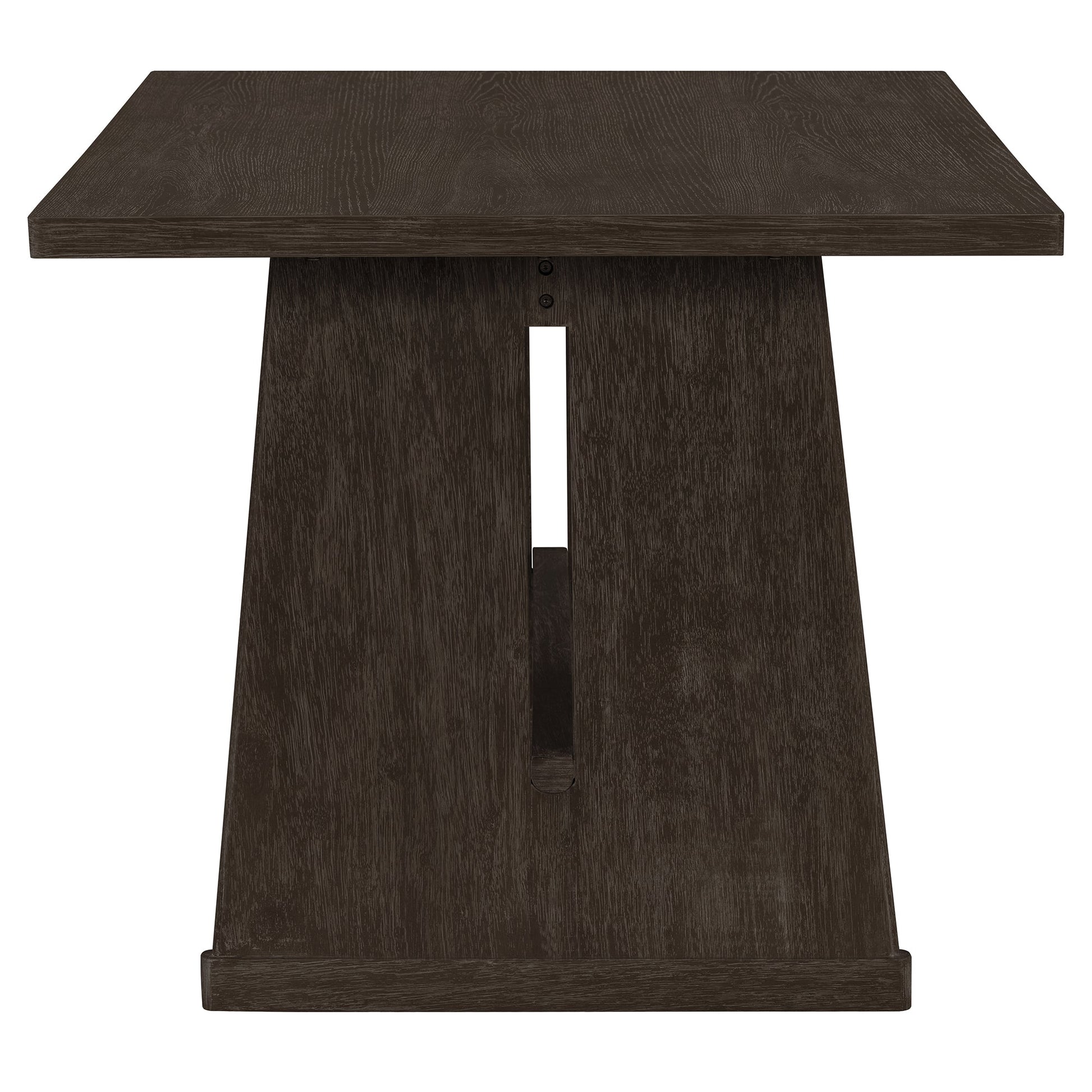 TREXM 6 - Piece Rustic Farmhouse Dining Table Set with Wire Brushed Design, Rectangular Dining Table with Trapezoid Legs, 4 Upholstered Linen Chairs & 1 Padded Bench for Dining Room & Kitchen (Espresso) - 1st Choice Furniture Direct