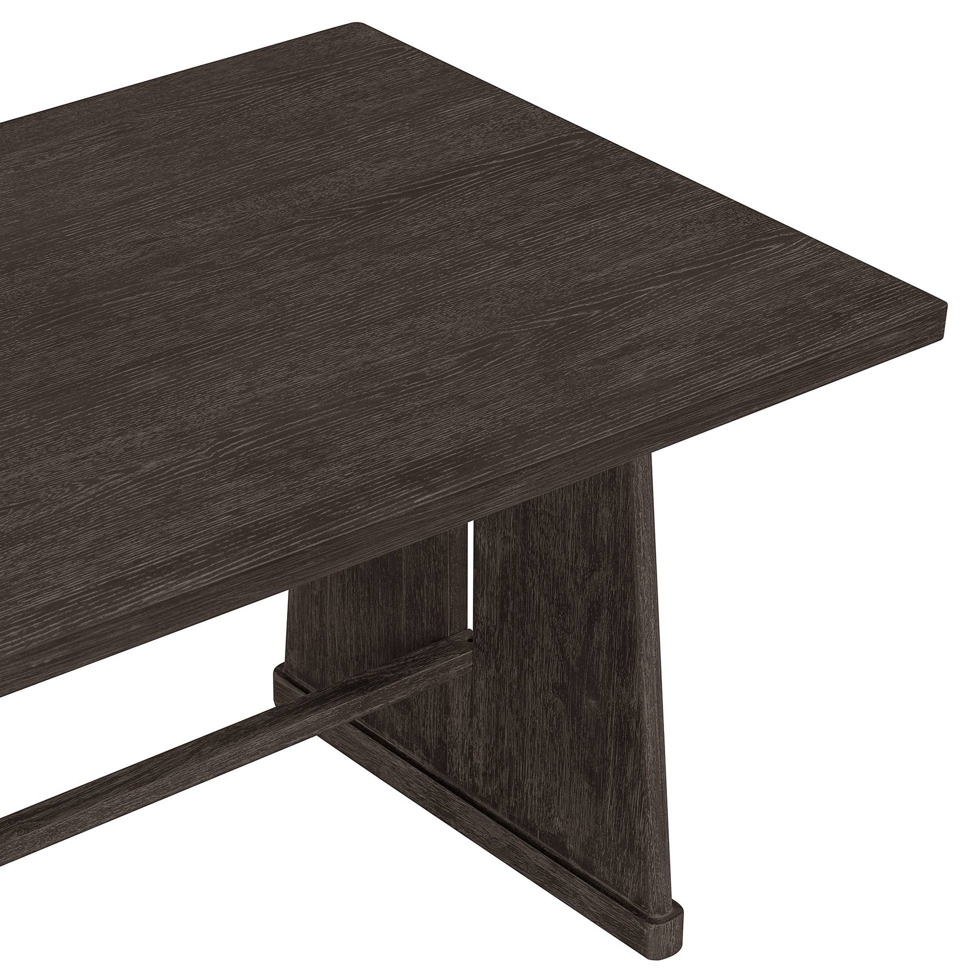 TREXM 6 - Piece Rustic Farmhouse Dining Table Set with Wire Brushed Design, Rectangular Dining Table with Trapezoid Legs, 4 Upholstered Linen Chairs & 1 Padded Bench for Dining Room & Kitchen (Espresso) - 1st Choice Furniture Direct
