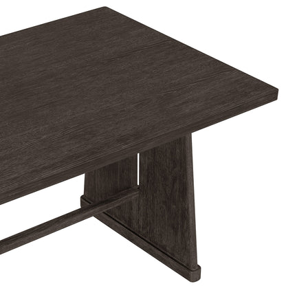 TREXM 6 - Piece Rustic Farmhouse Dining Table Set with Wire Brushed Design, Rectangular Dining Table with Trapezoid Legs, 4 Upholstered Linen Chairs & 1 Padded Bench for Dining Room & Kitchen (Espresso) - 1st Choice Furniture Direct