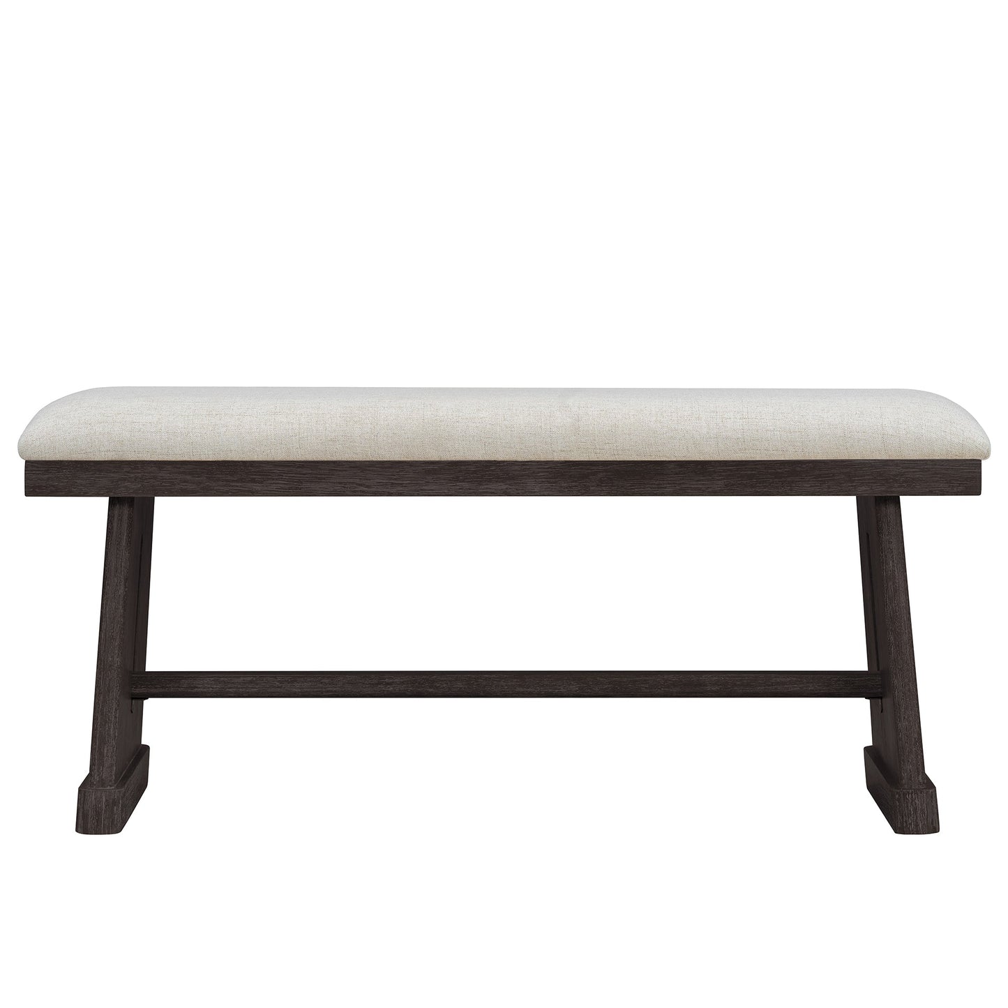 TREXM 6 - Piece Rustic Farmhouse Dining Table Set with Wire Brushed Design, Rectangular Dining Table with Trapezoid Legs, 4 Upholstered Linen Chairs & 1 Padded Bench for Dining Room & Kitchen (Espresso) - 1st Choice Furniture Direct