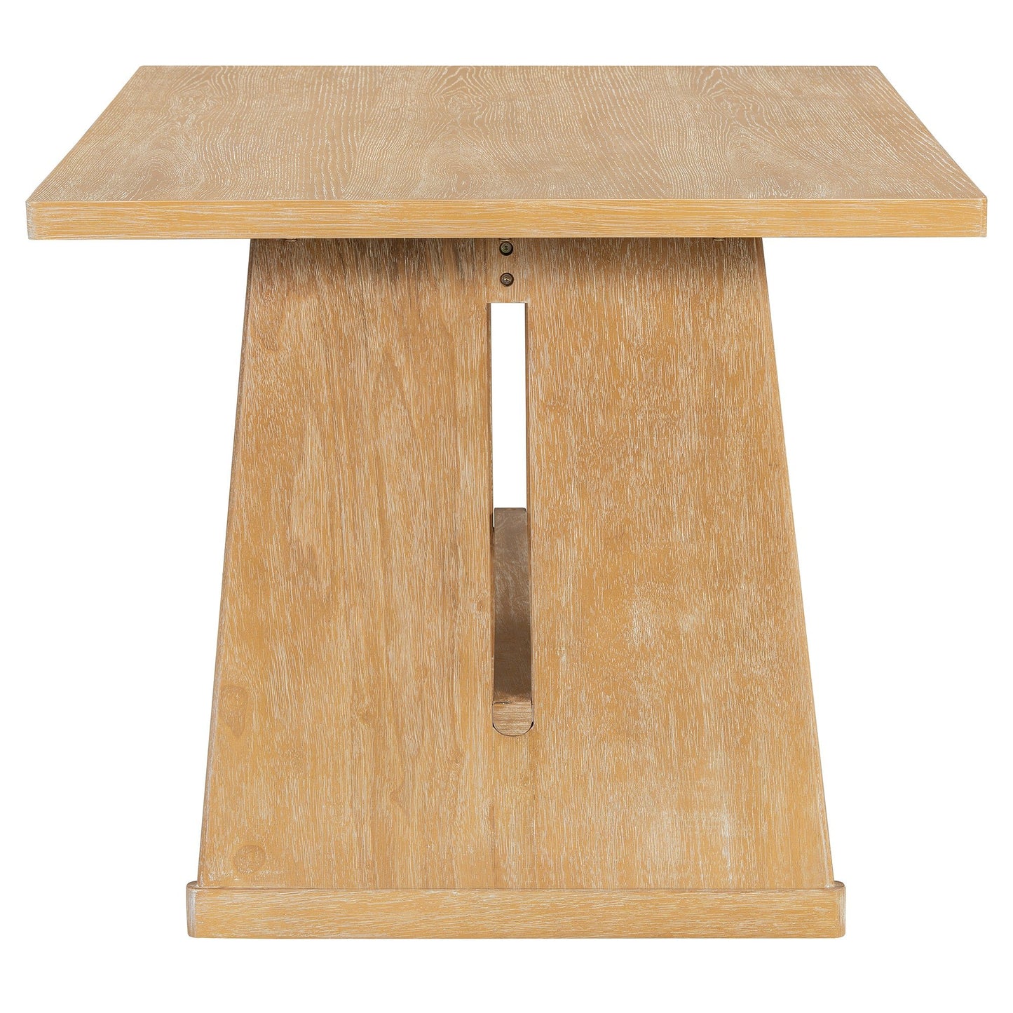 TREXM 6 - Piece Rustic Farmhouse Dining Table Set with Wire Brushed Design, Rectangular Dining Table with Trapezoid Legs, 4 Upholstered Linen Chairs & 1 Padded Bench for Dining Room & Kitchen (Natural) - 1st Choice Furniture Direct
