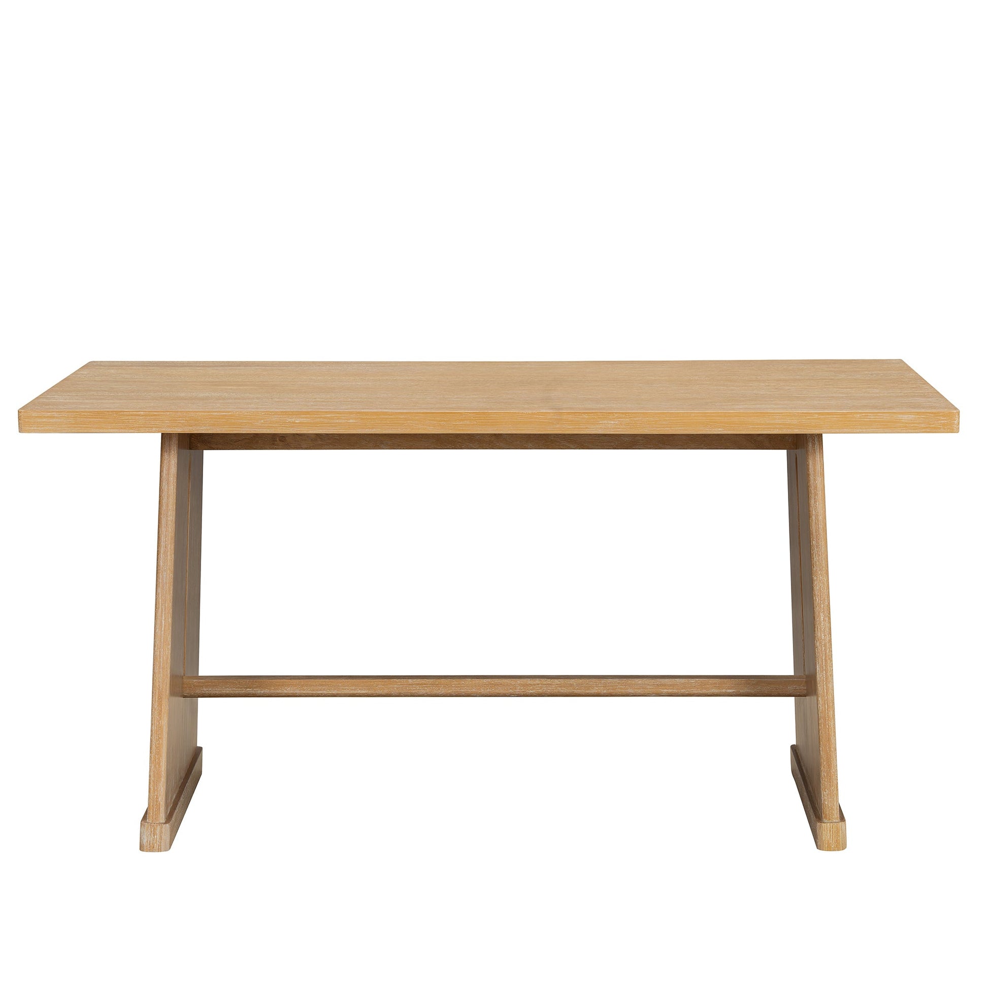 TREXM 6 - Piece Rustic Farmhouse Dining Table Set with Wire Brushed Design, Rectangular Dining Table with Trapezoid Legs, 4 Upholstered Linen Chairs & 1 Padded Bench for Dining Room & Kitchen (Natural) - 1st Choice Furniture Direct