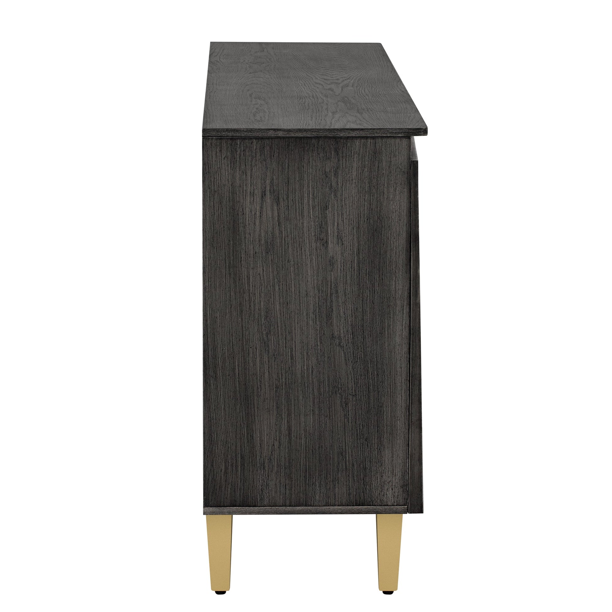 TREXM 60' Retro Buffet Cabinet with Storage, 4 - Door Vintage Sideboard Cabinet with Dimensional Effect Doors and Adjustable Shelves for Dining Room, Kitchen, and Living Room (Light and Dark Gray) - 1st Choice Furniture Direct