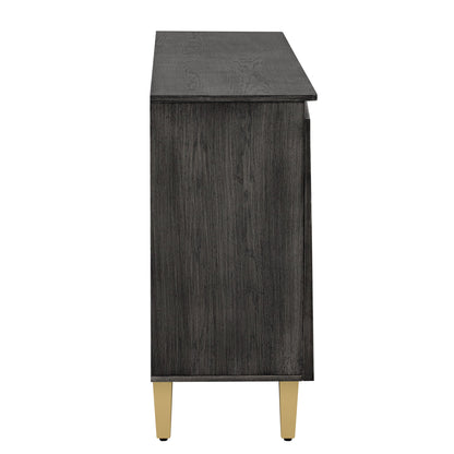 TREXM 60' Retro Buffet Cabinet with Storage, 4 - Door Vintage Sideboard Cabinet with Dimensional Effect Doors and Adjustable Shelves for Dining Room, Kitchen, and Living Room (Light and Dark Gray) - 1st Choice Furniture Direct