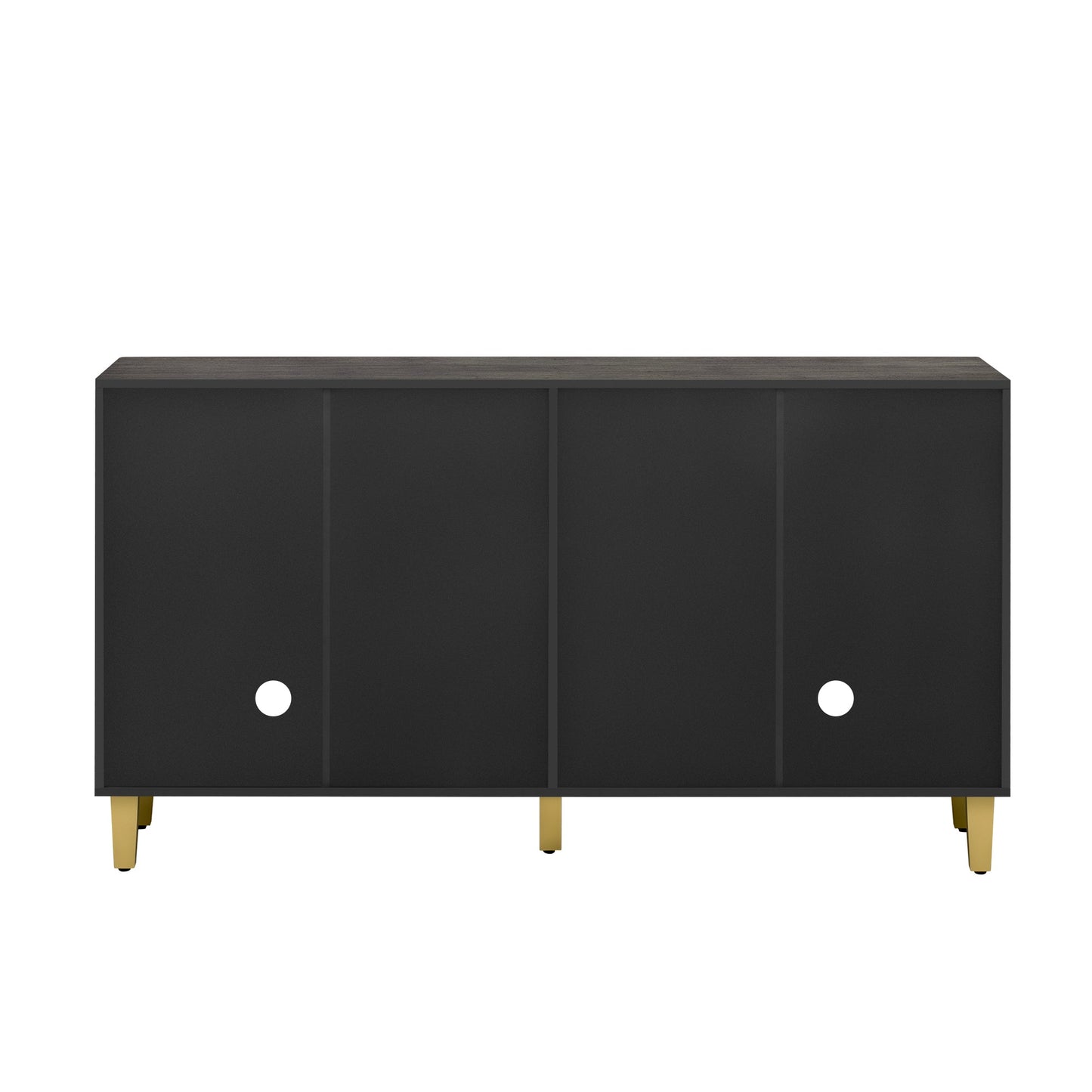 TREXM 60' Retro Buffet Cabinet with Storage, 4 - Door Vintage Sideboard Cabinet with Dimensional Effect Doors and Adjustable Shelves for Dining Room, Kitchen, and Living Room (Light and Dark Gray) - 1st Choice Furniture Direct