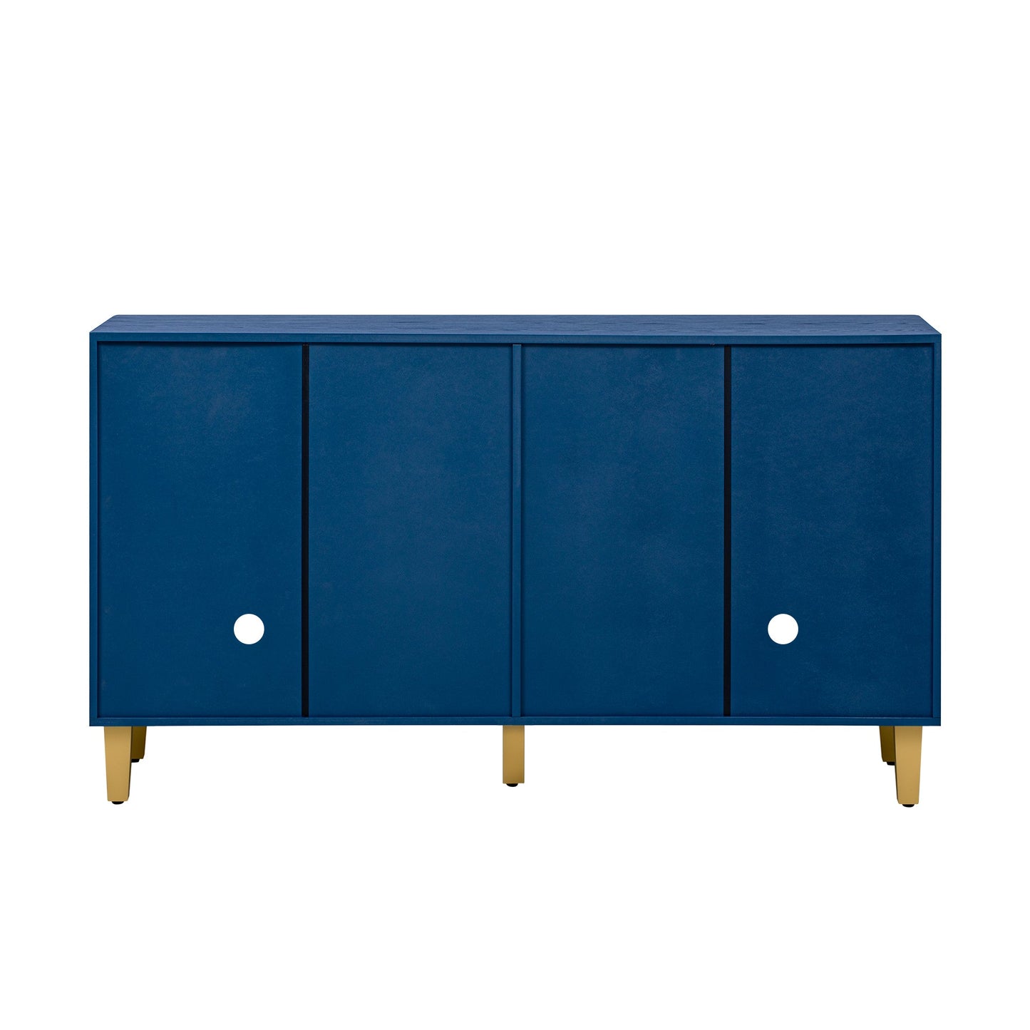 TREXM 60' Retro Buffet Cabinet with Storage, 4 - Door Vintage Sideboard Cabinet with Dimensional Effect Doors and Adjustable Shelves for Dining Room, Kitchen, and Living Room (Light and Dark Navy) - 1st Choice Furniture Direct
