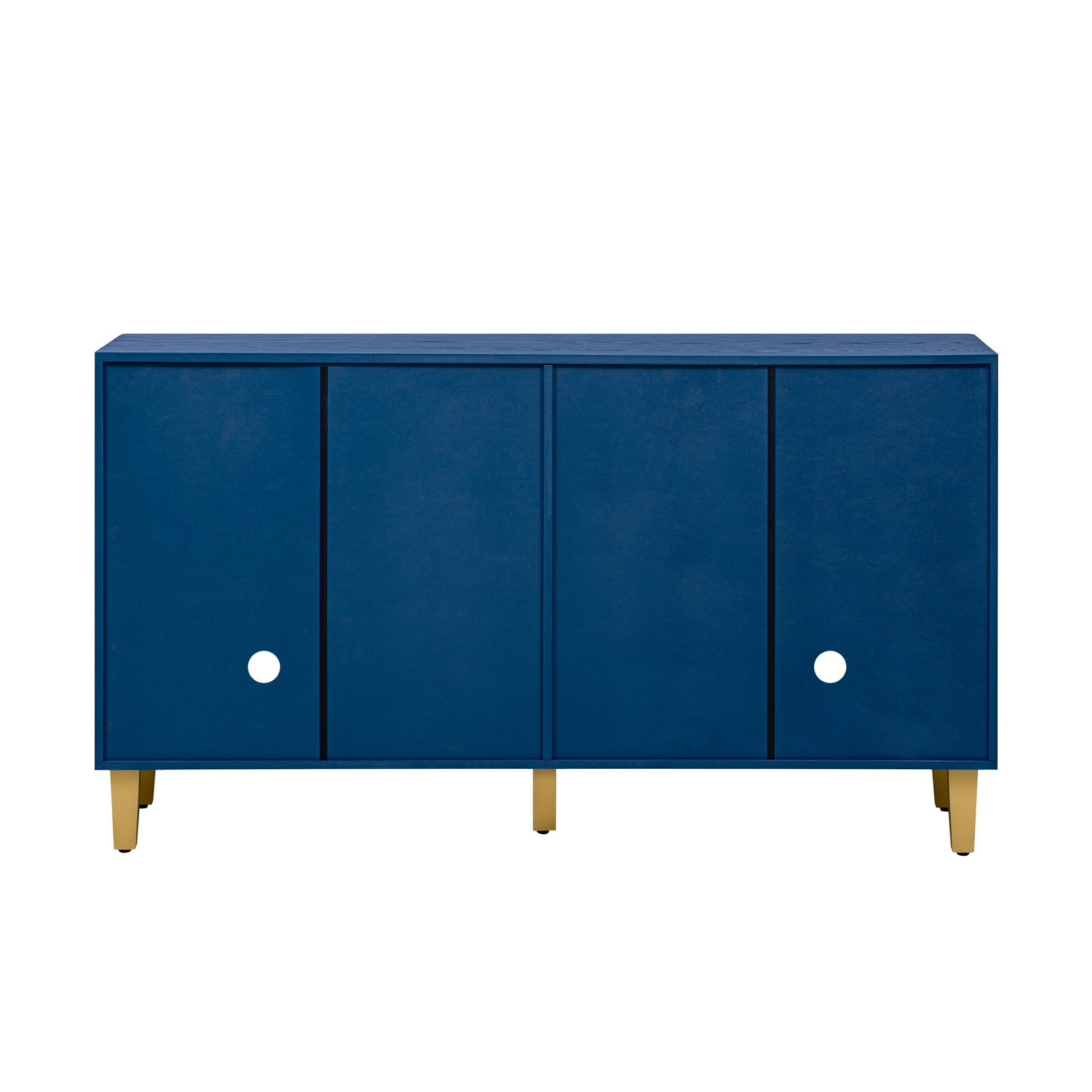 TREXM 60' Retro Buffet Cabinet with Storage, 4 - Door Vintage Sideboard Cabinet with Dimensional Effect Doors and Adjustable Shelves for Dining Room, Kitchen, and Living Room (Light and Dark Navy) - 1st Choice Furniture Direct