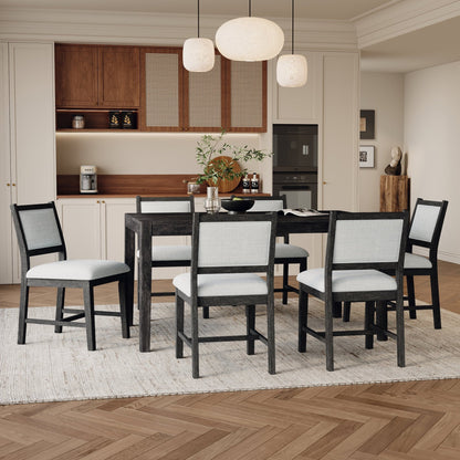 TREXM 7 - Piece Retro Dining Table Set for 6, 1 Rectangular Wood Dining Table Set for 6 with Upholstered Chairs for Dining Room and Kitchen (Espresso) - 1st Choice Furniture Direct