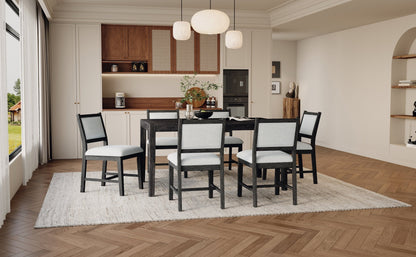 TREXM 7 - Piece Retro Dining Table Set for 6, 1 Rectangular Wood Dining Table Set for 6 with Upholstered Chairs for Dining Room and Kitchen (Espresso) - 1st Choice Furniture Direct