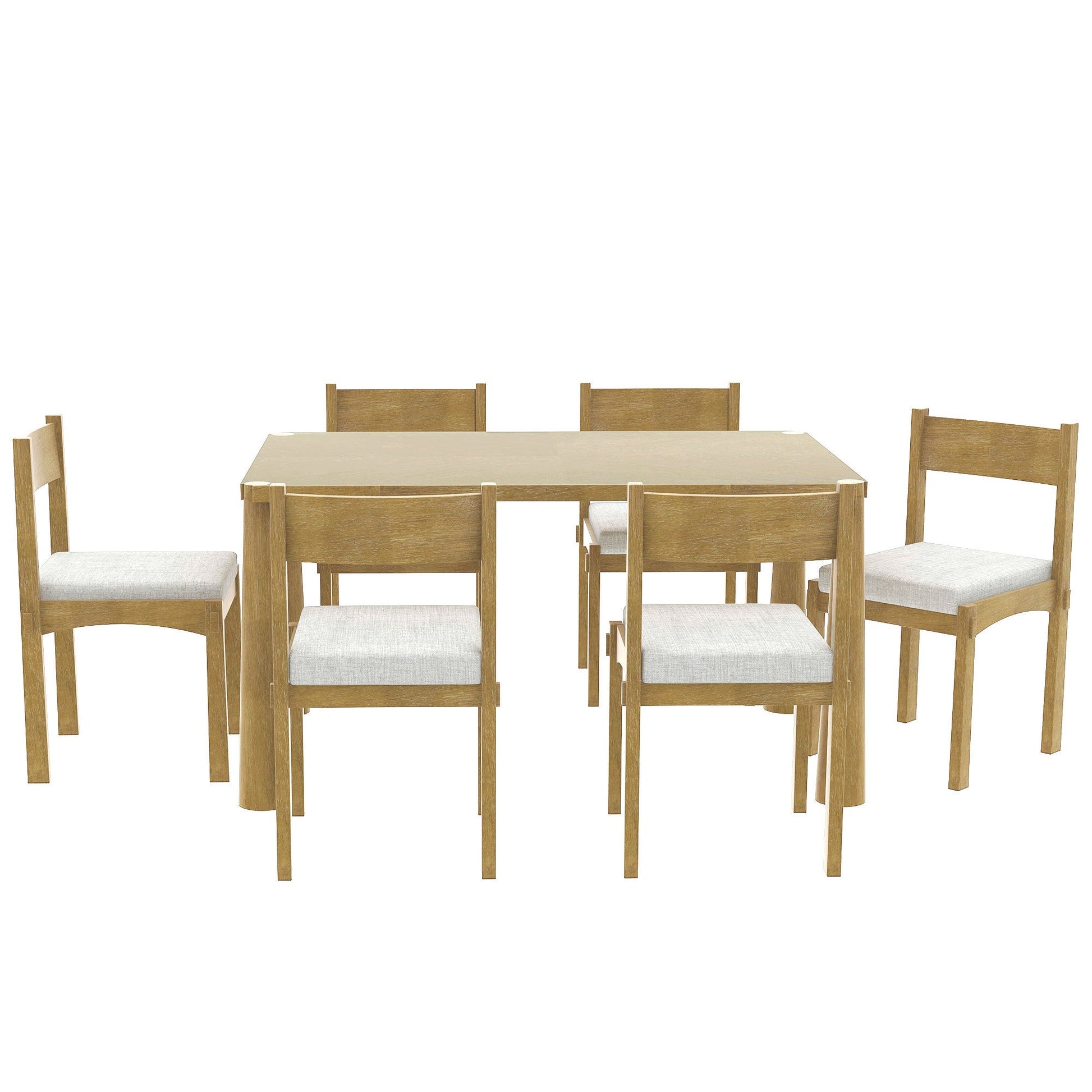 TREXM 7 - Piece Retro Dining Table Set for 6, Wood Dining Table Set for 6 with Upholstered Chairs for kitchen & Dining Room (Natural Wood Wash) - 1st Choice Furniture Direct