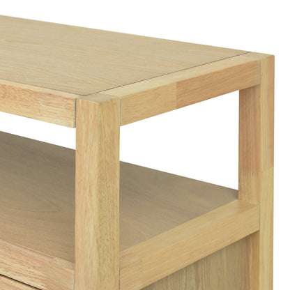 TREXM Bohemian Style Rattan Buffet Storage Cabinet with Solid Wood Frame, Sideboard with 3 - position Adjustable Shelves for Living & Dining Rooms, No - Handle Push - to - Open Design (Natural) - 1st Choice Furniture Direct