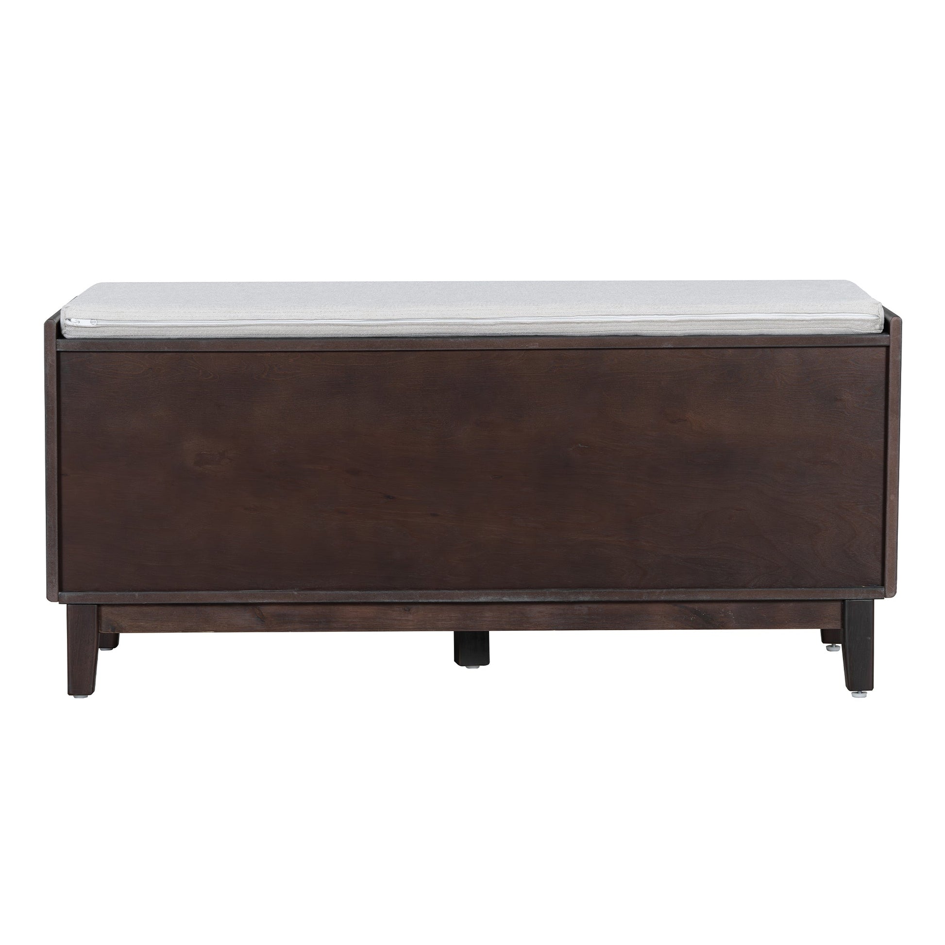 TREXM Boho Rattan Entryway Bench with Storage, Cushioned Shoe Bench with Double Doors, Wooden Shoe Organizer Bench for Entryway and Hallway (Espresso+Beige ) - 1st Choice Furniture Direct