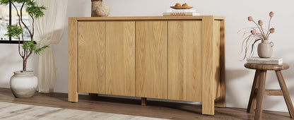 TREXM Buffet Cabinet with Storage, 4 - Door Retro Wood Sideboard with Distressed Finish and Adjustable Shelves for Dining Room, Kitchen, and Living Room (Natural) - 1st Choice Furniture Direct