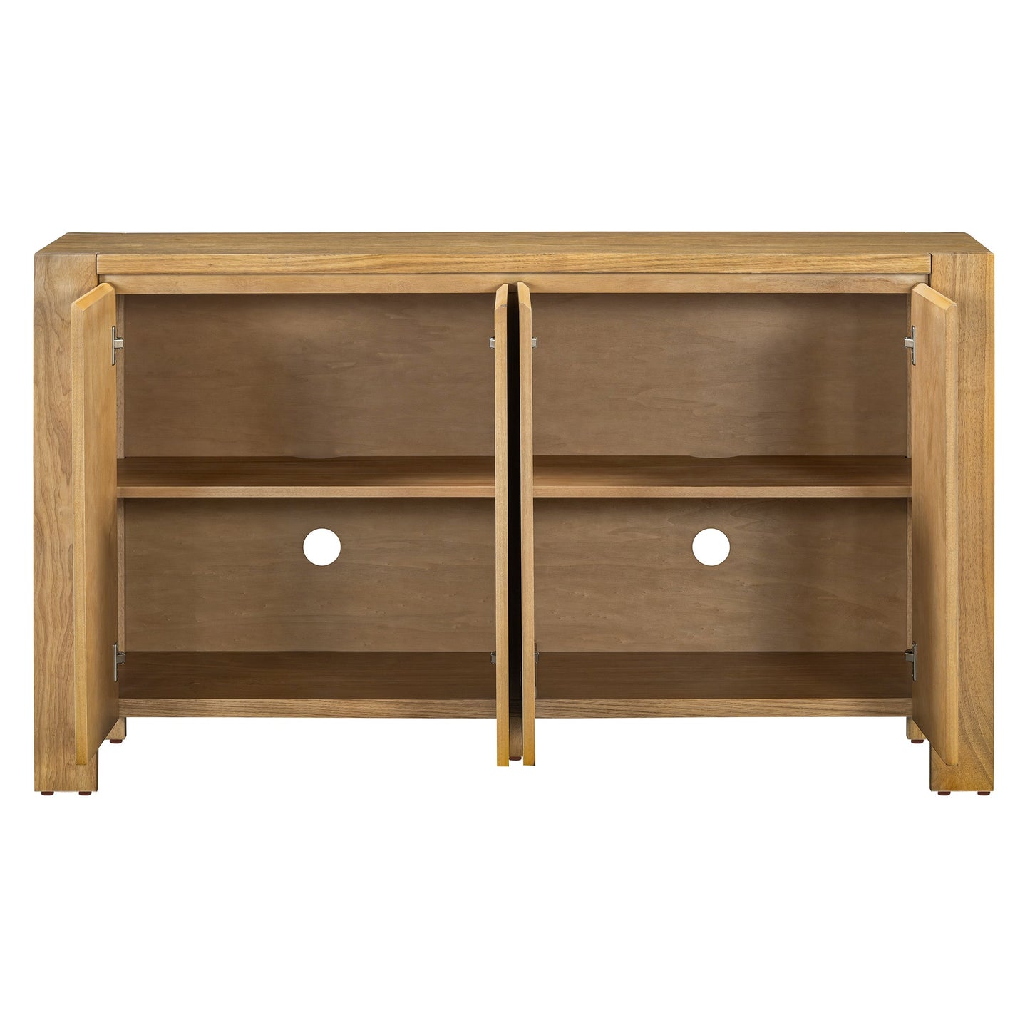 TREXM Buffet Cabinet with Storage, 4 - Door Retro Wood Sideboard with Distressed Finish and Adjustable Shelves for Dining Room, Kitchen, and Living Room (Natural) - 1st Choice Furniture Direct