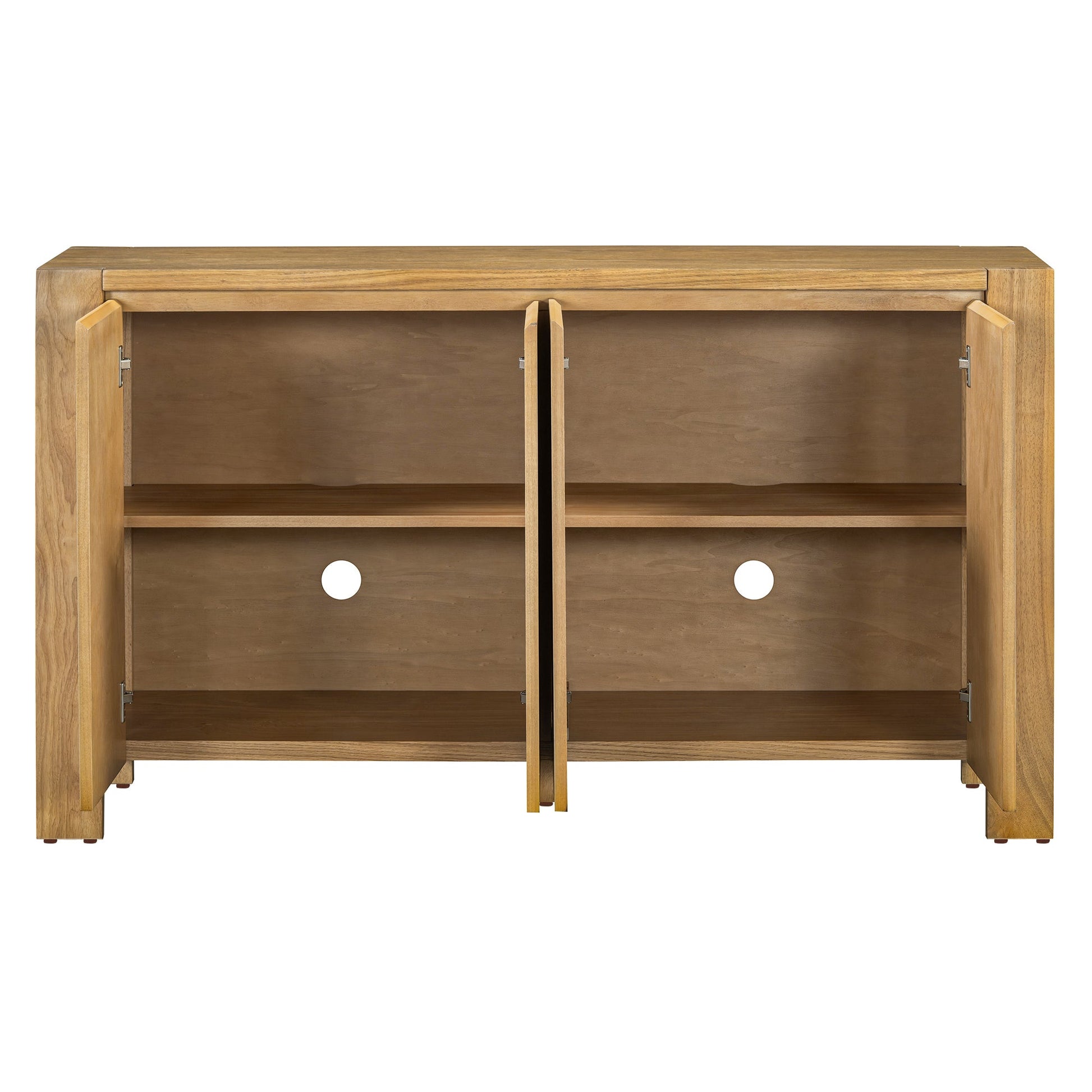 TREXM Buffet Cabinet with Storage, 4 - Door Retro Wood Sideboard with Distressed Finish and Adjustable Shelves for Dining Room, Kitchen, and Living Room (Natural) - 1st Choice Furniture Direct