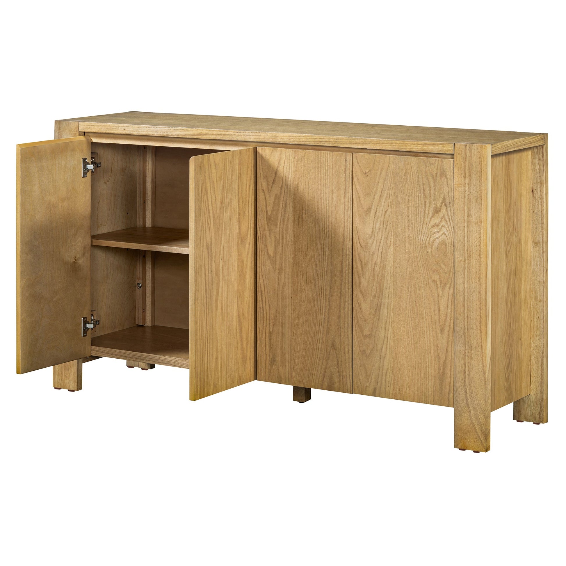TREXM Buffet Cabinet with Storage, 4 - Door Retro Wood Sideboard with Distressed Finish and Adjustable Shelves for Dining Room, Kitchen, and Living Room (Natural) - 1st Choice Furniture Direct