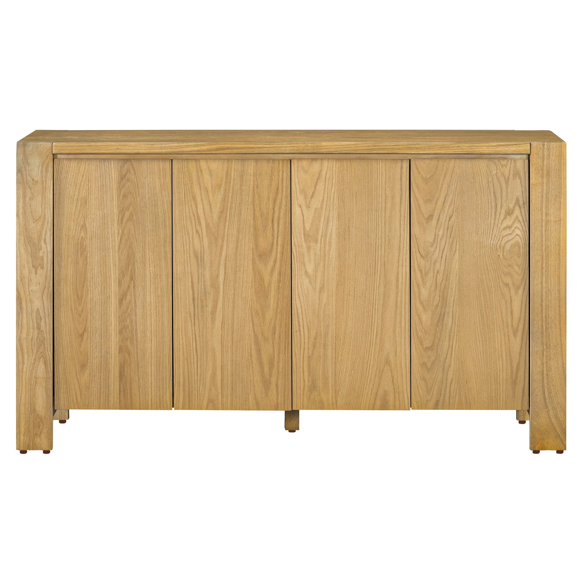 TREXM Buffet Cabinet with Storage, 4 - Door Retro Wood Sideboard with Distressed Finish and Adjustable Shelves for Dining Room, Kitchen, and Living Room (Natural) - 1st Choice Furniture Direct