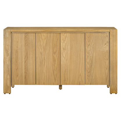 TREXM Buffet Cabinet with Storage, 4 - Door Retro Wood Sideboard with Distressed Finish and Adjustable Shelves for Dining Room, Kitchen, and Living Room (Natural) - 1st Choice Furniture Direct