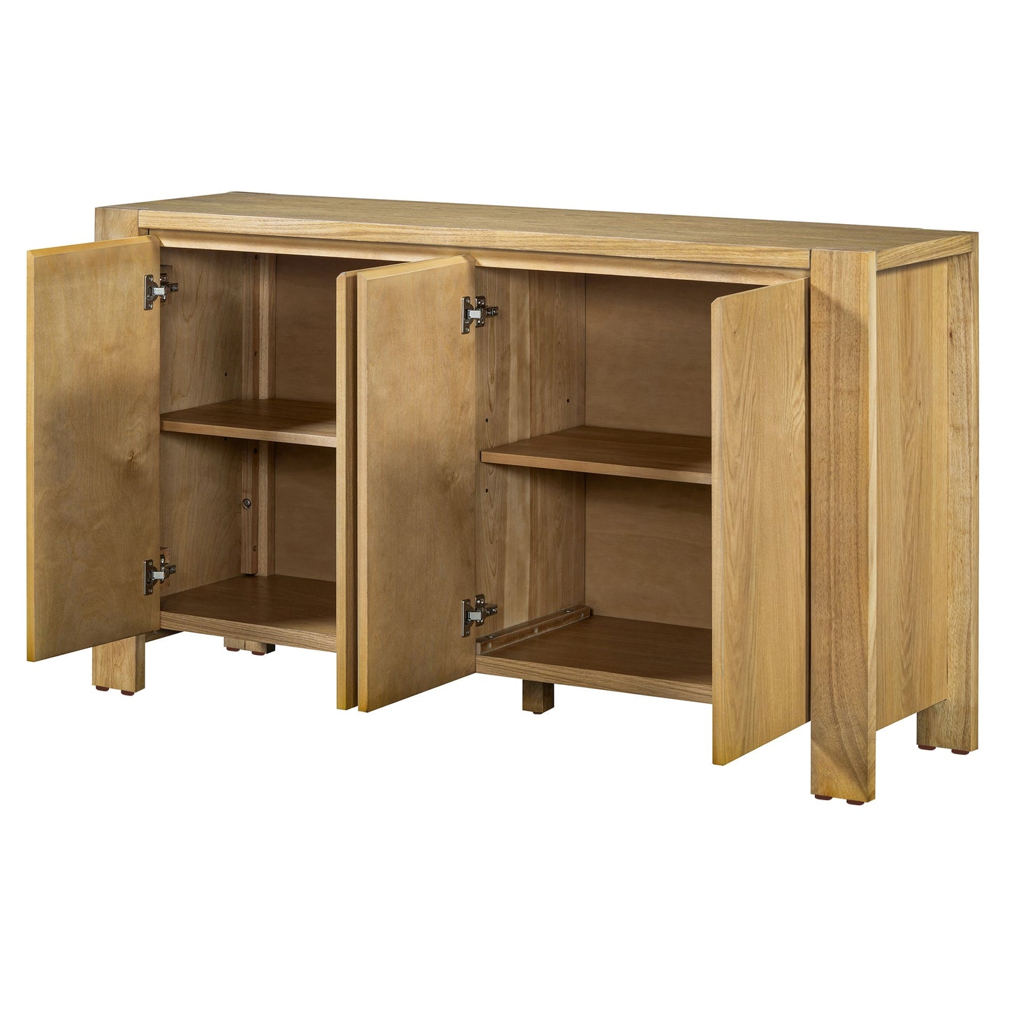 TREXM Buffet Cabinet with Storage, 4 - Door Retro Wood Sideboard with Distressed Finish and Adjustable Shelves for Dining Room, Kitchen, and Living Room (Natural) - 1st Choice Furniture Direct