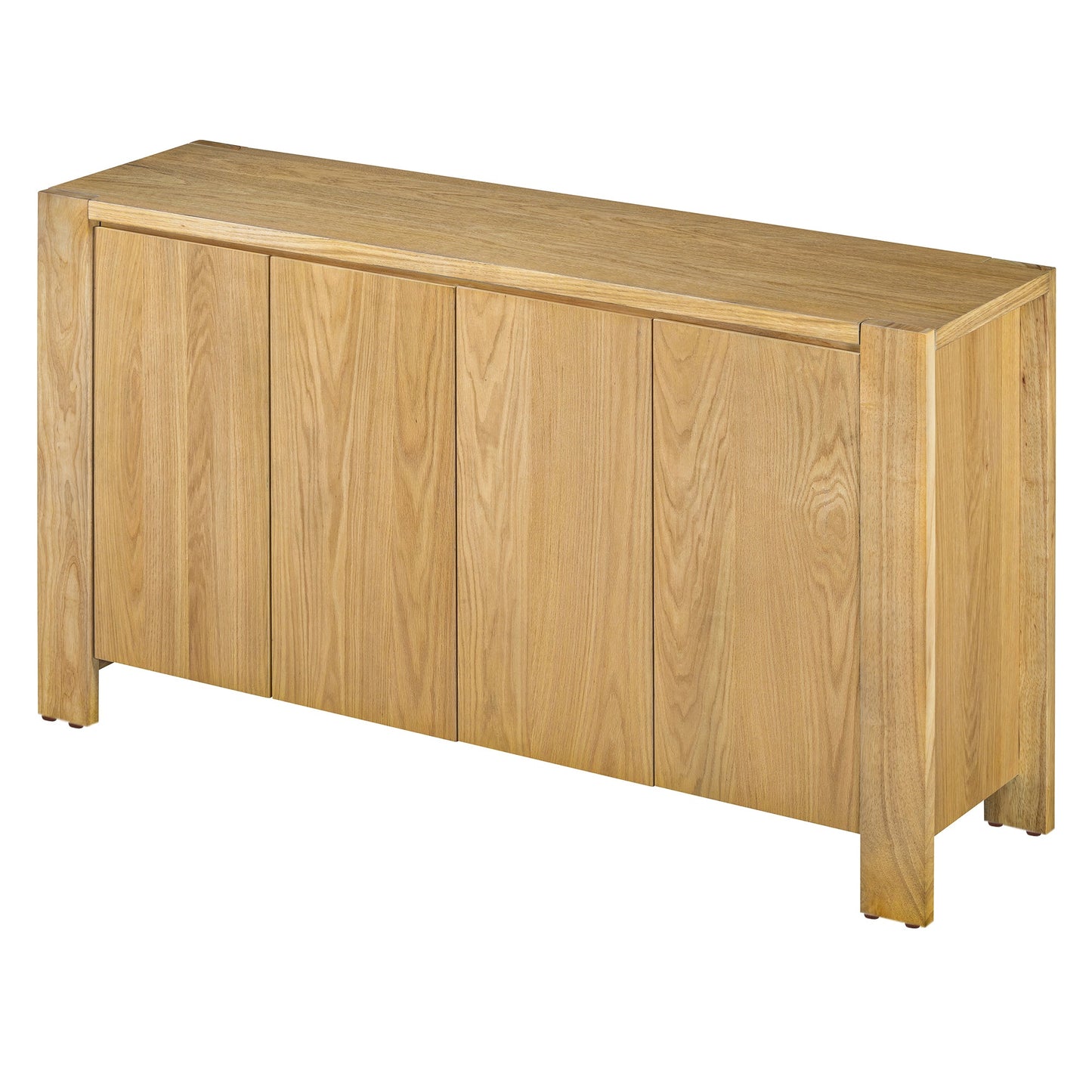 TREXM Buffet Cabinet with Storage, 4 - Door Retro Wood Sideboard with Distressed Finish and Adjustable Shelves for Dining Room, Kitchen, and Living Room (Natural) - 1st Choice Furniture Direct