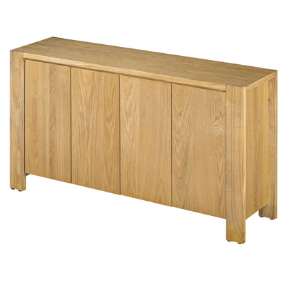 TREXM Buffet Cabinet with Storage, 4 - Door Retro Wood Sideboard with Distressed Finish and Adjustable Shelves for Dining Room, Kitchen, and Living Room (Natural) - 1st Choice Furniture Direct