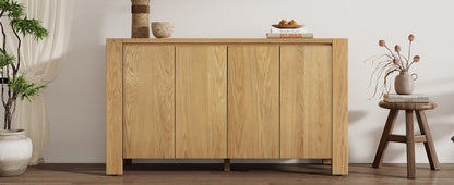 TREXM Buffet Cabinet with Storage, 4 - Door Retro Wood Sideboard with Distressed Finish and Adjustable Shelves for Dining Room, Kitchen, and Living Room (Natural) - 1st Choice Furniture Direct