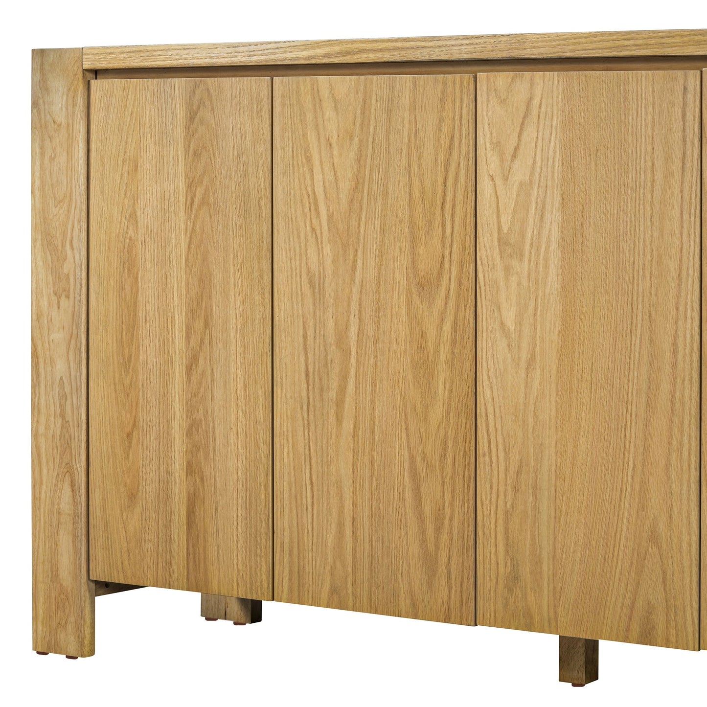 TREXM Buffet Cabinet with Storage, 4 - Door Retro Wood Sideboard with Distressed Finish and Adjustable Shelves for Dining Room, Kitchen, and Living Room (Natural) - 1st Choice Furniture Direct