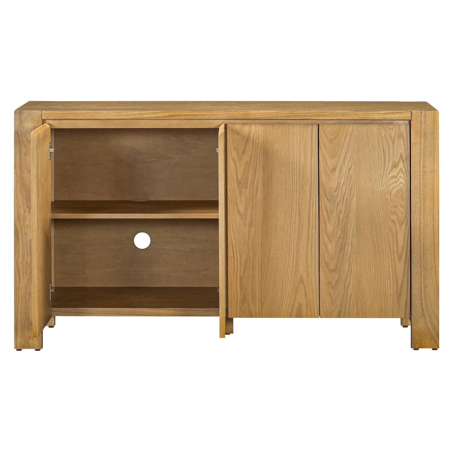 TREXM Buffet Cabinet with Storage, 4 - Door Retro Wood Sideboard with Distressed Finish and Adjustable Shelves for Dining Room, Kitchen, and Living Room (Natural) - 1st Choice Furniture Direct