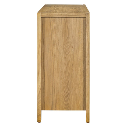 TREXM Buffet Cabinet with Storage, 4 - Door Retro Wood Sideboard with Distressed Finish and Adjustable Shelves for Dining Room, Kitchen, and Living Room (Natural) - 1st Choice Furniture Direct