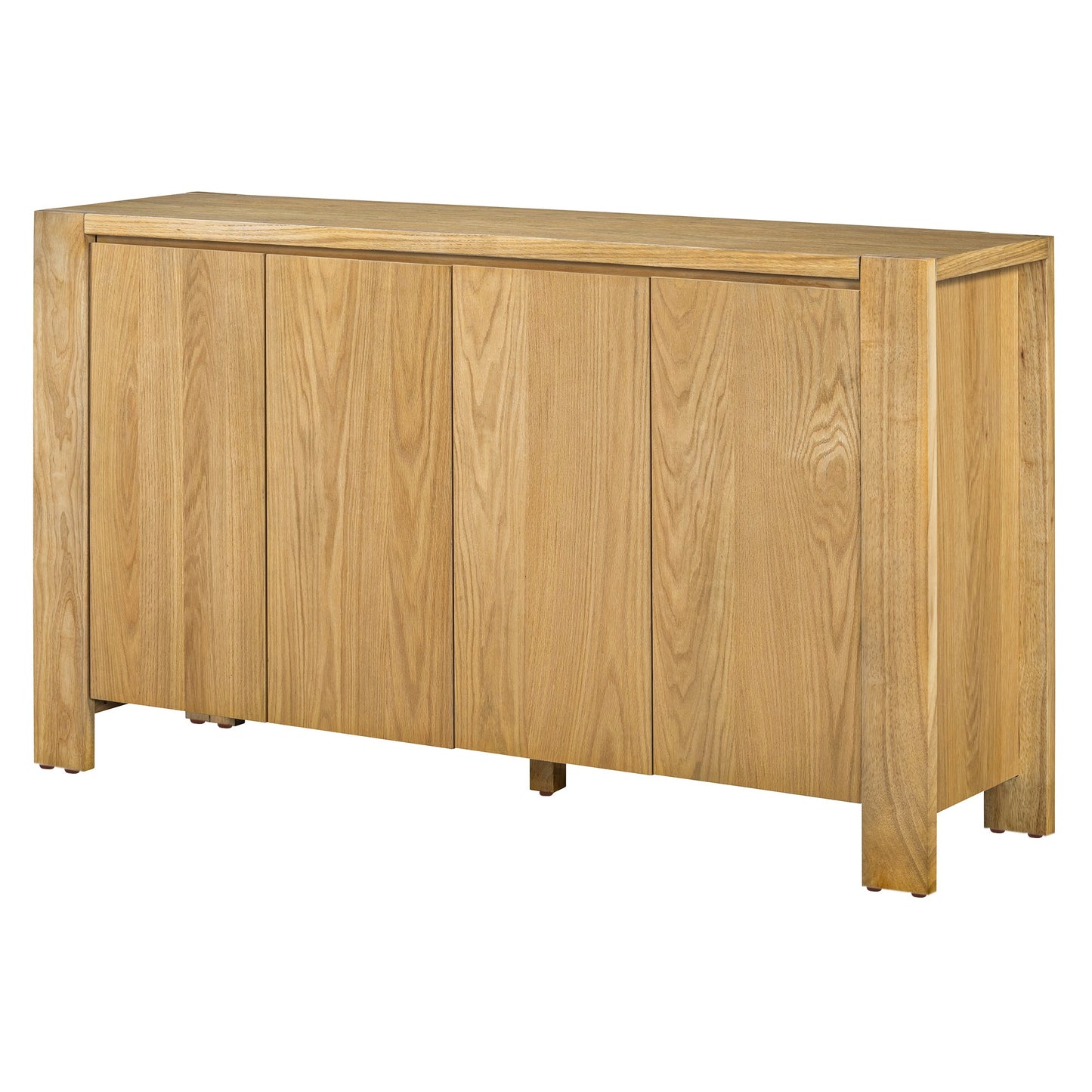 TREXM Buffet Cabinet with Storage, 4 - Door Retro Wood Sideboard with Distressed Finish and Adjustable Shelves for Dining Room, Kitchen, and Living Room (Natural) - 1st Choice Furniture Direct