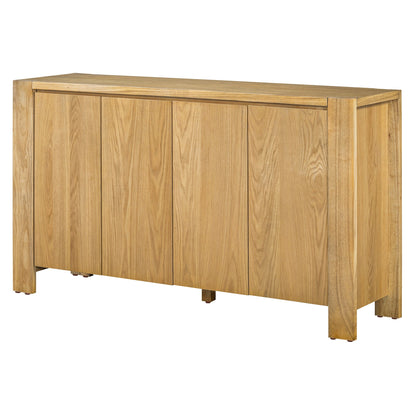 TREXM Buffet Cabinet with Storage, 4 - Door Retro Wood Sideboard with Distressed Finish and Adjustable Shelves for Dining Room, Kitchen, and Living Room (Natural) - 1st Choice Furniture Direct