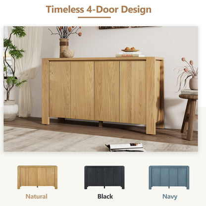 TREXM Buffet Cabinet with Storage, 4 - Door Retro Wood Sideboard with Distressed Finish and Adjustable Shelves for Dining Room, Kitchen, and Living Room (Natural) - 1st Choice Furniture Direct