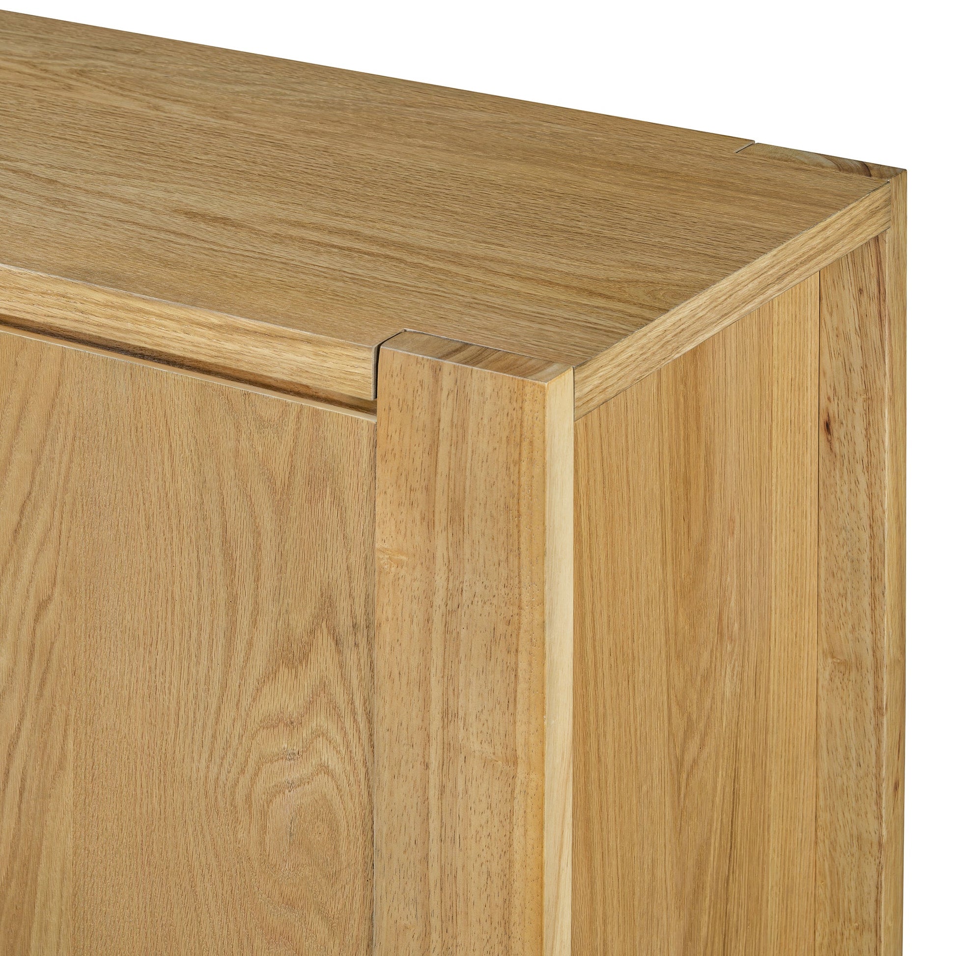TREXM Buffet Cabinet with Storage, 4 - Door Retro Wood Sideboard with Distressed Finish and Adjustable Shelves for Dining Room, Kitchen, and Living Room (Natural) - 1st Choice Furniture Direct