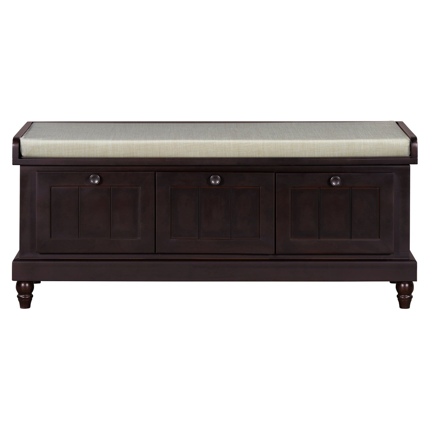 TREXM Classic Shoe Bench with Cushion and Three Drawers, Fluted Entryway Bench with Storage for Living Room, Entryway, and Hallways (Espresso, OLD SKU:N715P207812P ) - 1st Choice Furniture Direct