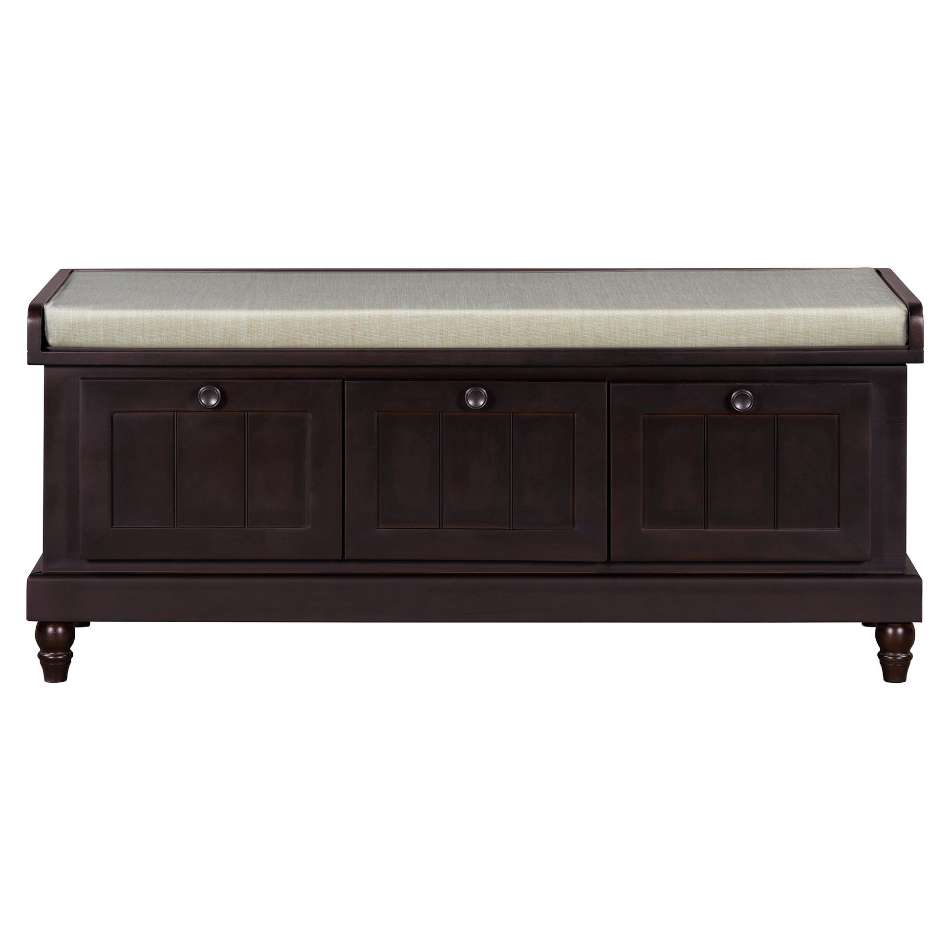 TREXM Classic Shoe Bench with Cushion and Three Drawers, Fluted Entryway Bench with Storage for Living Room, Entryway, and Hallways (Espresso, OLD SKU:N715P207812P ) - 1st Choice Furniture Direct