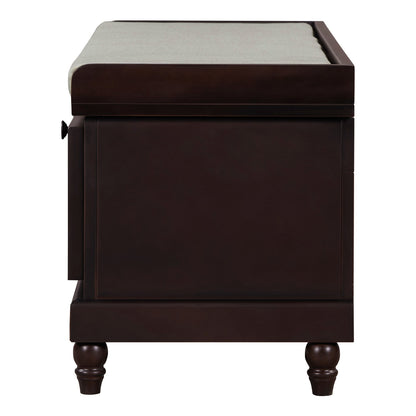 TREXM Classic Shoe Bench with Cushion and Three Drawers, Fluted Entryway Bench with Storage for Living Room, Entryway, and Hallways (Espresso, OLD SKU:N715P207812P ) - 1st Choice Furniture Direct