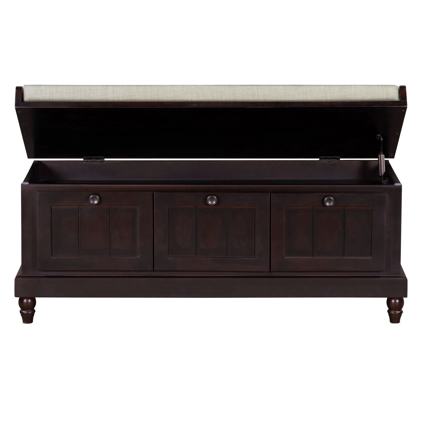 TREXM Classic Shoe Bench with Cushion and Three Drawers, Fluted Entryway Bench with Storage for Living Room, Entryway, and Hallways (Espresso, OLD SKU:N715P207812P ) - 1st Choice Furniture Direct