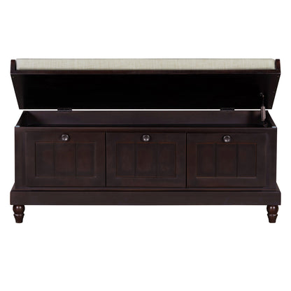 TREXM Classic Shoe Bench with Cushion and Three Drawers, Fluted Entryway Bench with Storage for Living Room, Entryway, and Hallways (Espresso, OLD SKU:N715P207812P ) - 1st Choice Furniture Direct