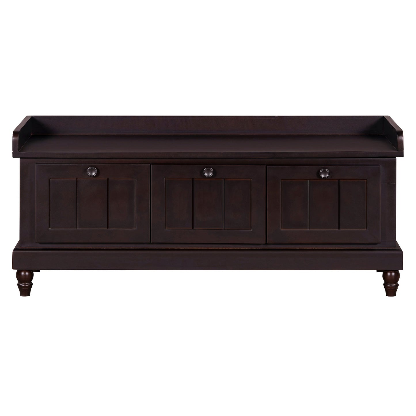 TREXM Classic Shoe Bench with Cushion and Three Drawers, Fluted Entryway Bench with Storage for Living Room, Entryway, and Hallways (Espresso, OLD SKU:N715P207812P ) - 1st Choice Furniture Direct
