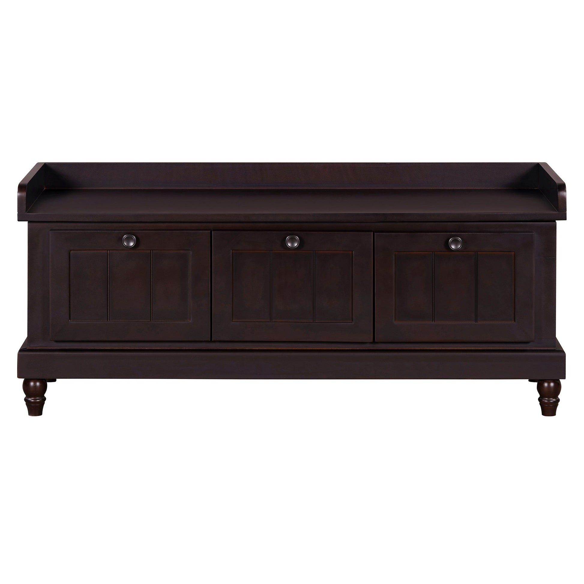 TREXM Classic Shoe Bench with Cushion and Three Drawers, Fluted Entryway Bench with Storage for Living Room, Entryway, and Hallways (Espresso, OLD SKU:N715P207812P ) - 1st Choice Furniture Direct