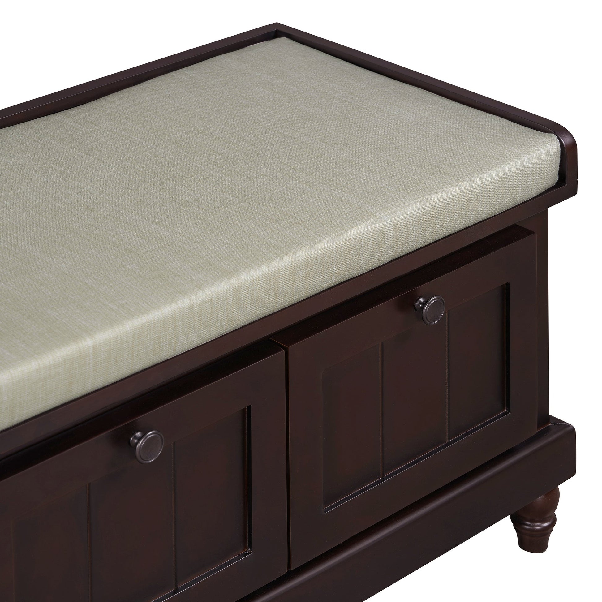 TREXM Classic Shoe Bench with Cushion and Three Drawers, Fluted Entryway Bench with Storage for Living Room, Entryway, and Hallways (Espresso, OLD SKU:N715P207812P ) - 1st Choice Furniture Direct