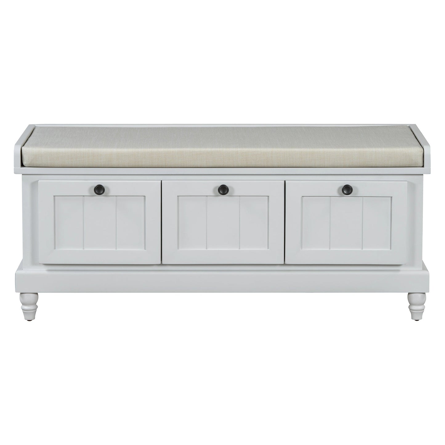 TREXM Classic Shoe Bench with Cushion and Three Drawers, Fluted Entryway Bench with Storage for Living Room, Entryway, and Hallways (Light Gray, OLD SKU: N715P207812E ) - 1st Choice Furniture Direct