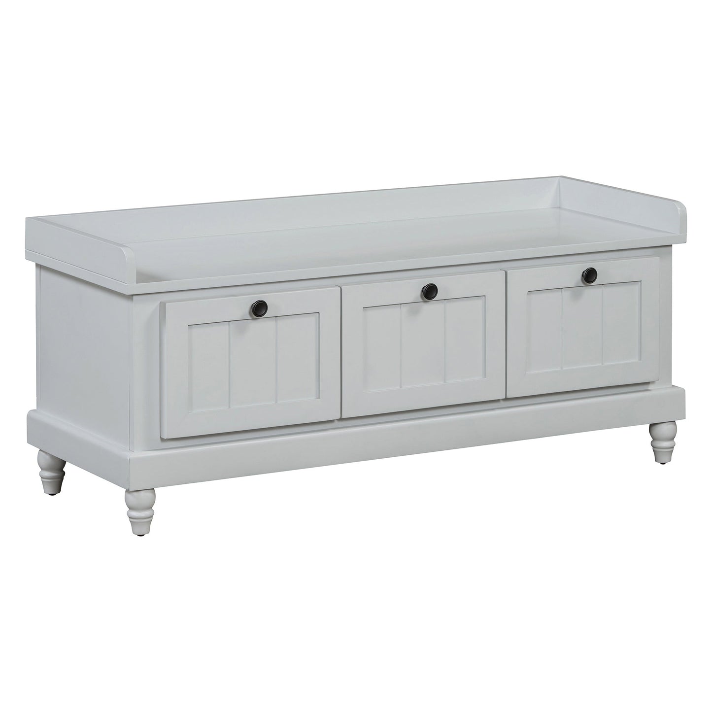 TREXM Classic Shoe Bench with Cushion and Three Drawers, Fluted Entryway Bench with Storage for Living Room, Entryway, and Hallways (Light Gray, OLD SKU: N715P207812E ) - 1st Choice Furniture Direct