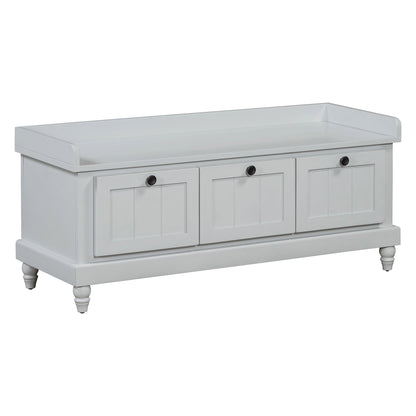 TREXM Classic Shoe Bench with Cushion and Three Drawers, Fluted Entryway Bench with Storage for Living Room, Entryway, and Hallways (Light Gray, OLD SKU: N715P207812E ) - 1st Choice Furniture Direct