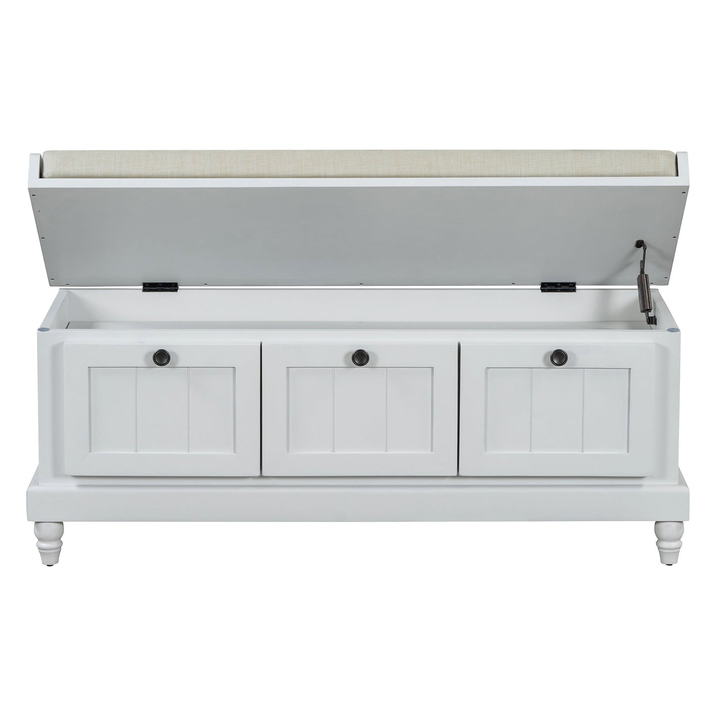 TREXM Classic Shoe Bench with Cushion and Three Drawers, Fluted Entryway Bench with Storage for Living Room, Entryway, and Hallways (Light Gray, OLD SKU: N715P207812E ) - 1st Choice Furniture Direct